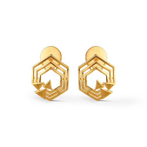 Celiora Geometric Plain Gold Stud Earrings