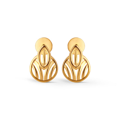 Dew Drop Plain Gold Stud Earrings