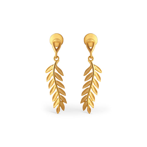Laurel Leaf Plain Gold Dangle Earrings