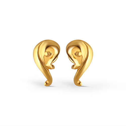 Opaline Twist Plain Gold Stud Earrings