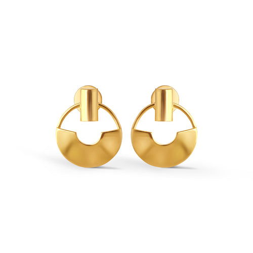 Oryn Arc Plain Gold Stud Earrings