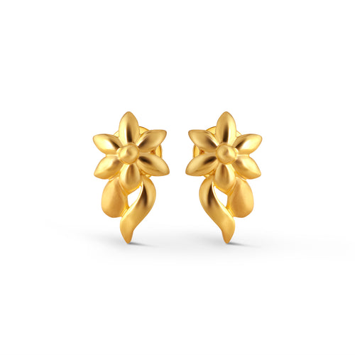 Lily Flame Plain Gold Stud Earrings