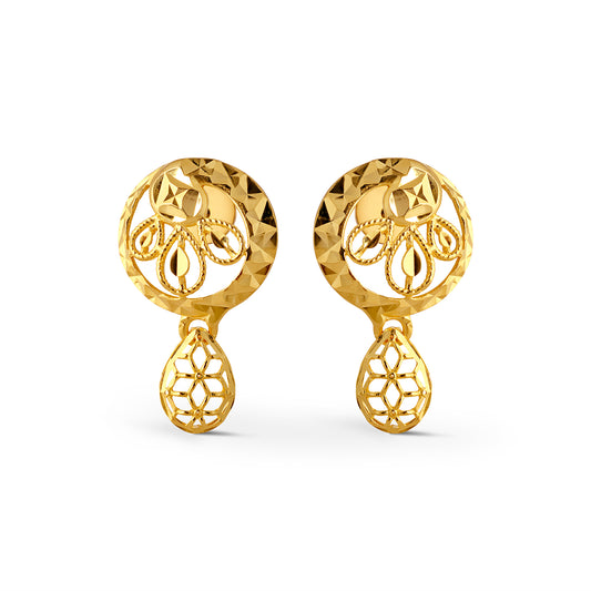 Florente Intricate Gold Drop Earrings - Yellow