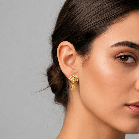 Florente Intricate Gold Drop Earrings - MQ_AI