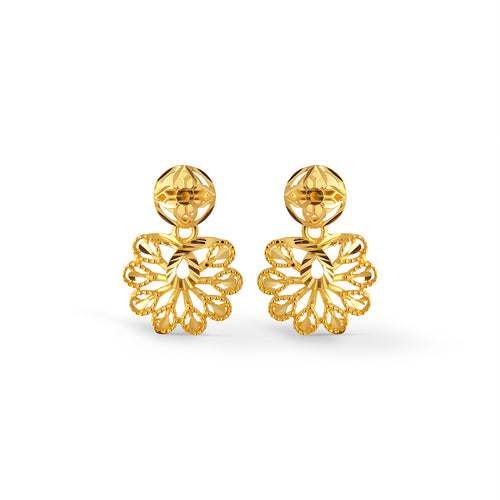 Orlina Bloom Intricate Gold Drop Earrings