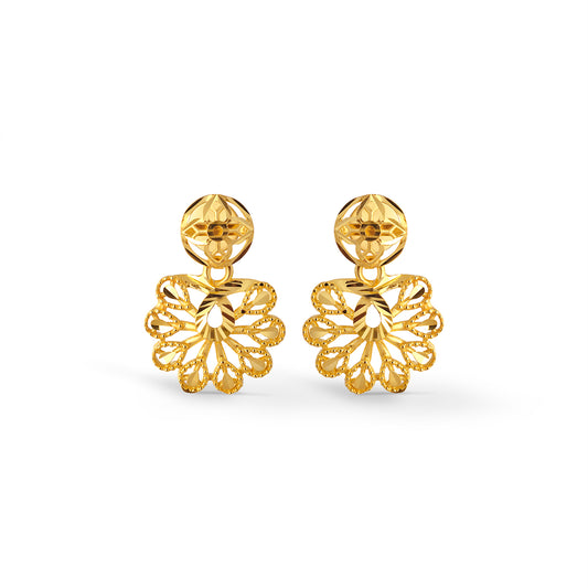 Orlina Bloom Intricate Gold Drop Earrings - Yellow