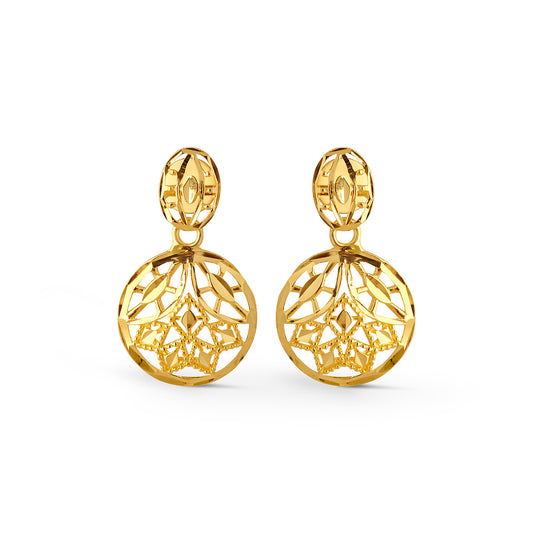 Florea Celestial Intricate Gold Drop Earrings - Yellow