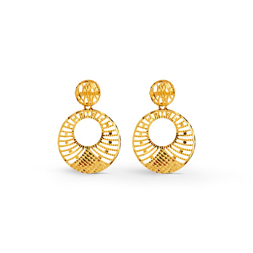 Solstice Orbit Intricate Gold Drop Earrings