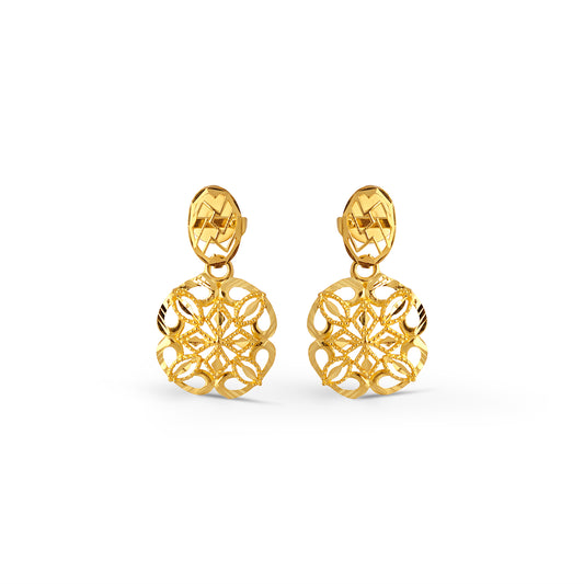 Bloom Intricate Gold Dangle Earrings - Yellow