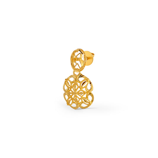 Bloom Intricate Gold Dangle Earrings - Yellow