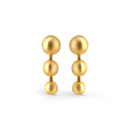 Dewdrop Bubble Plain Gold Earrings - Yellow