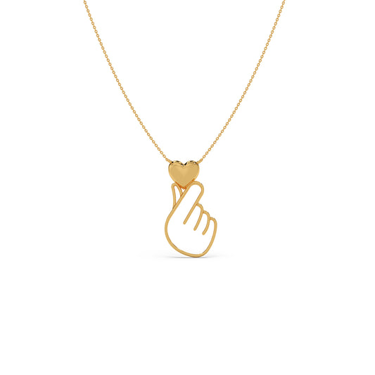 Sarang Heart Plain Gold Chain Necklace - Yellow