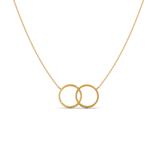 Dual Orbit Plain Gold Chain Necklace - Yellow