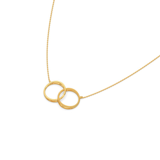 Dual Orbit Plain Gold Chain Necklace - Yellow