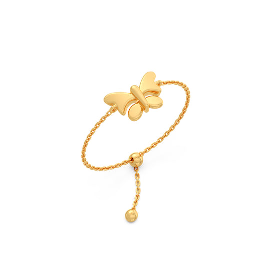 Butterfly Gold Flexi Bolo Ring - Yellow