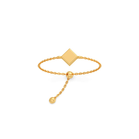 Cuboid Gold Flexi Bolo Ring - Yellow