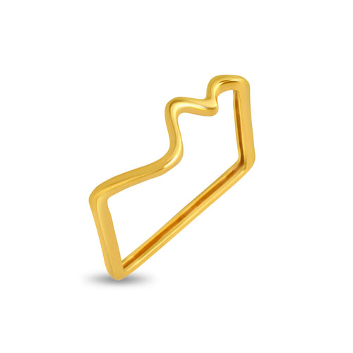 Fluid Wave Plain Gold Ring