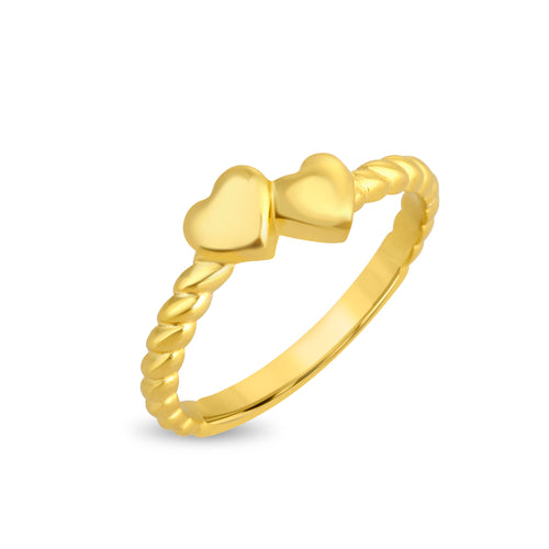Duo Heart Plain Gold Ring