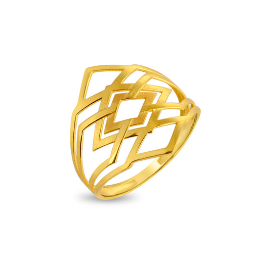 Geo Luxe Plain Gold Ring