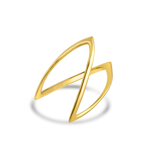 Chevron Edge Plain Gold Ring