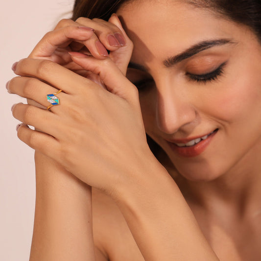 Azure Hexa Diamond Ring - MQ