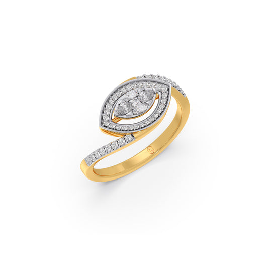 Cathedral Halo Marquise Bypass Ring - Yellow