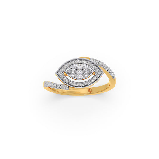Cathedral Halo Marquise Bypass Ring - Yellow