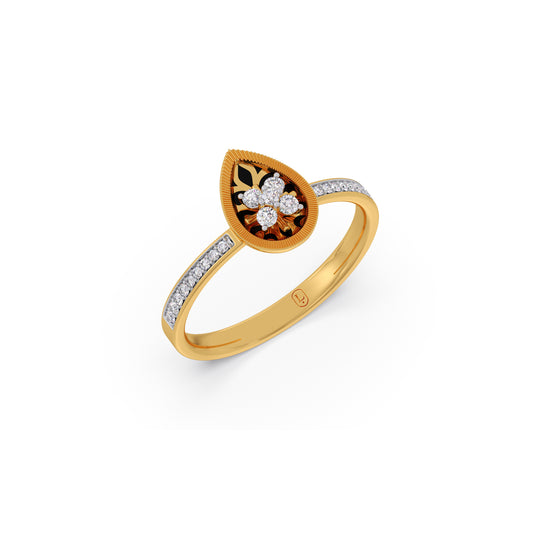 Amber Drop Diamond Ring - Yellow