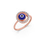 Blue Enamel Evil Eye Diamond Ring