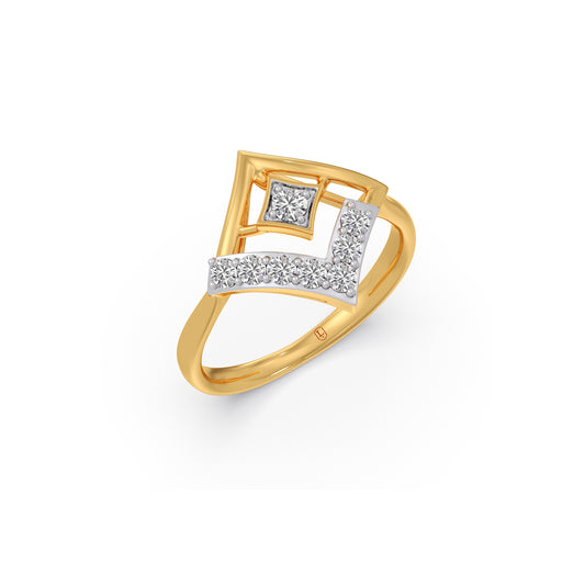 Rhombus Sparkle Diamond Ring - Yellow