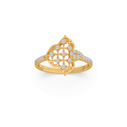 Floral Lattice Diamond Ring - Yellow