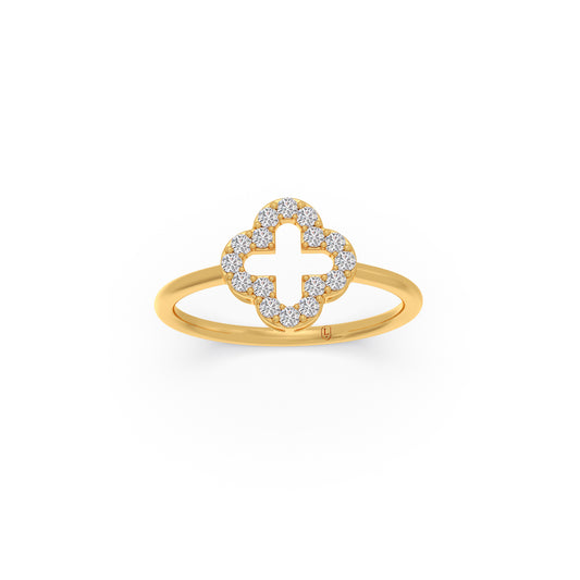 Fleur Clover Diamond Ring - Yellow