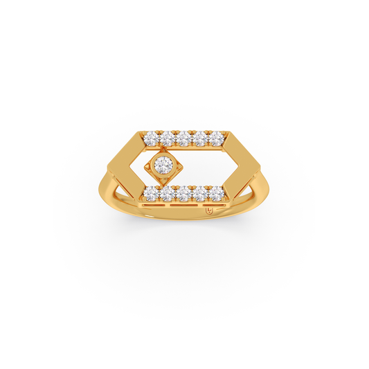 Hexora-Moving Diamond Nexus Ring - Yellow