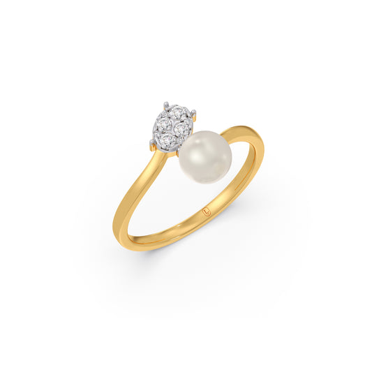 Luna Pearl Diamond Bypass Ring - Yellow