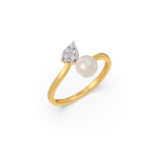 Pearl Dewdrop Diamond Bypass Ring - Yellow
