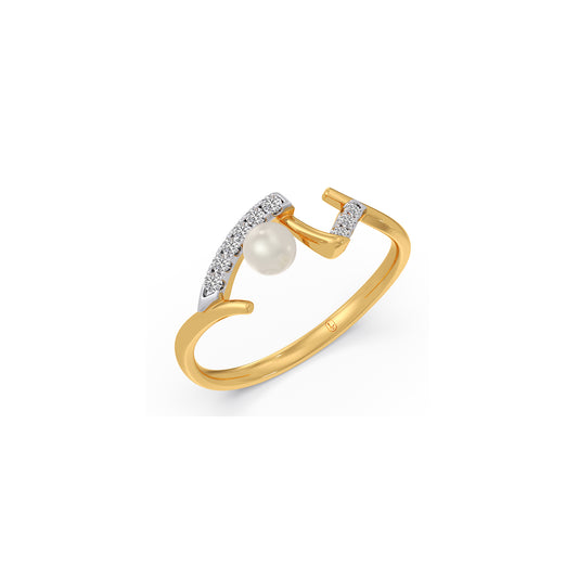 Willow Twist Pearl Diamond Ring - Yellow