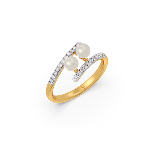 Dual Pearl Diamond Bypass Ring