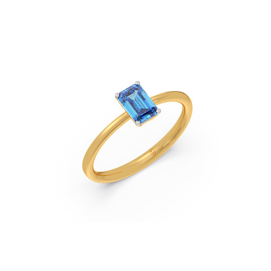 Swiss Blue Colour Diamond Ring - Yellow