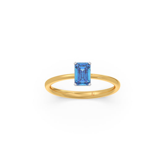 Swiss Blue Colour Diamond Ring - Yellow