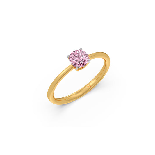 Rose Quartz Colour Diamond Ring - Yellow