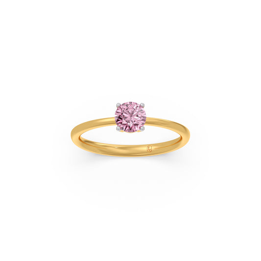 Rose Quartz Colour Diamond Ring - Yellow