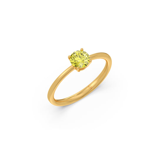 Lemon Quartz Colour Diamond Ring - Yellow