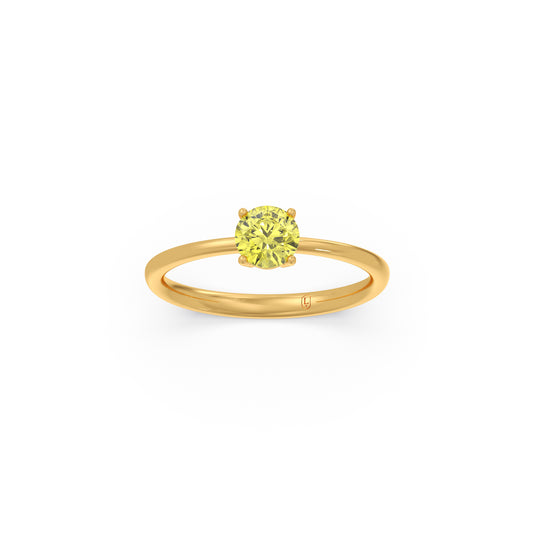 Lemon Quartz Colour Diamond Ring - Yellow