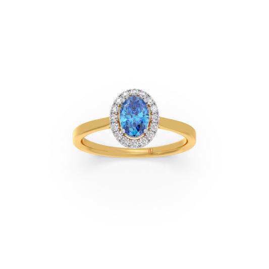 Oval Gem Halo Diamond Ring - Yellow