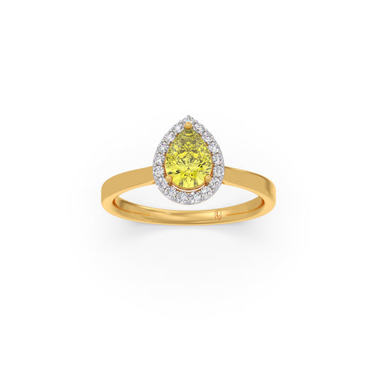 Canary Halo Diamond Ring - Yellow