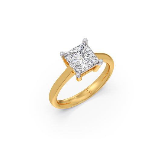 2 ct Geometric Princess Solitaire Ring - Yellow
