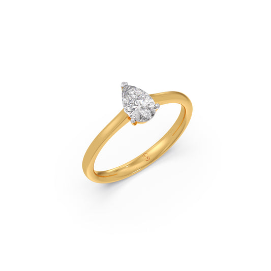 0.5 ct Sparkling Pear Solitaire Ring - Yellow
