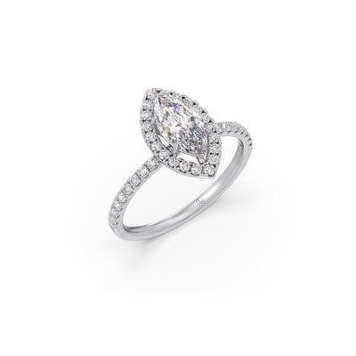 Marquise Cut Engagement Ring with Halo Setting