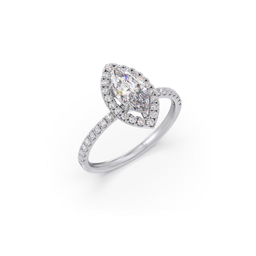Marquise Cut Engagement Ring with Halo Setting