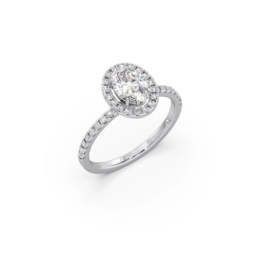 Oval Cut Engagement Ring with Halo Setting